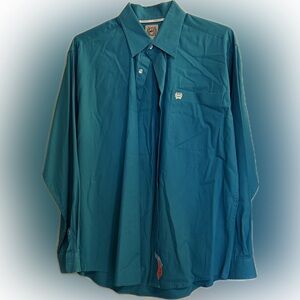 Cinch Teal Shirt with Embroidered Patch